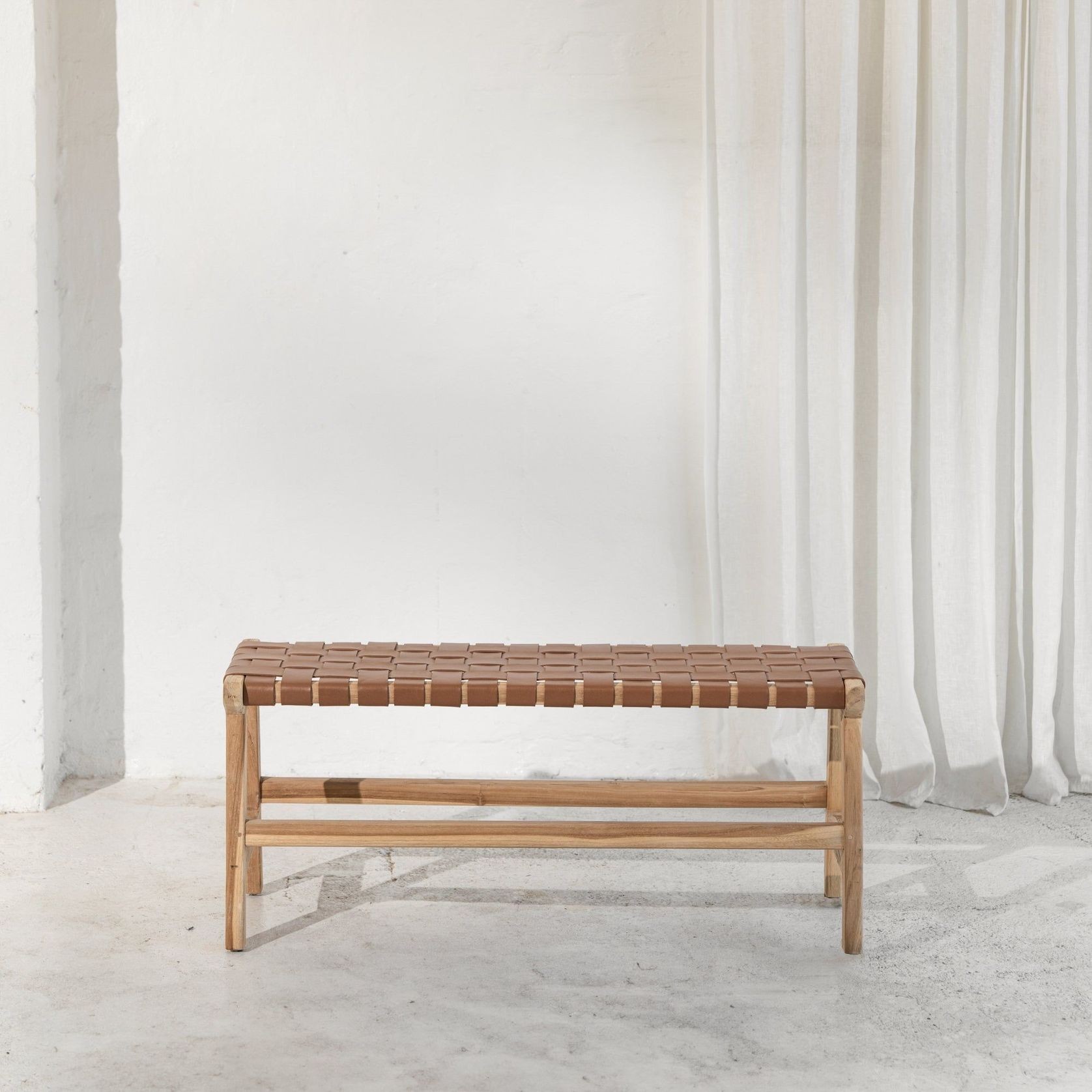 Kemi Tan Leather Bench gallery detail image