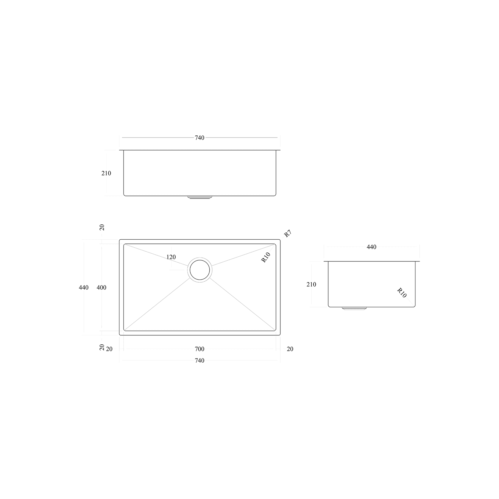 Code Aspen 700X400 Pvd 304 Stainless Steel Sinks gallery detail image