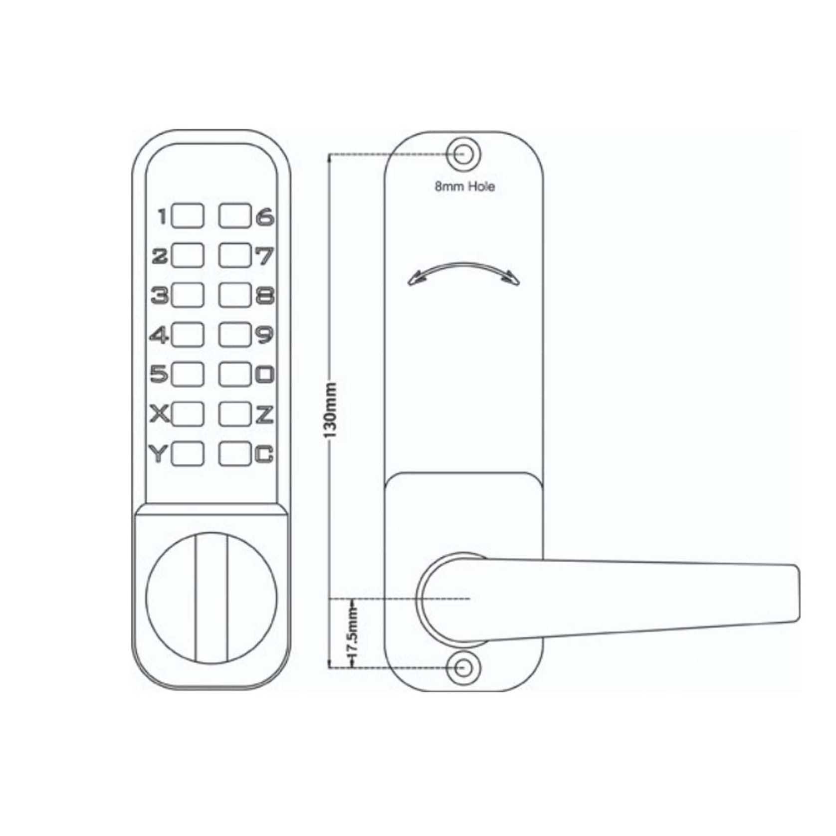 Carbine NK2000 Mechanical Digital Door Lock Fire Rated Satin Chrome NK2000SC gallery detail image