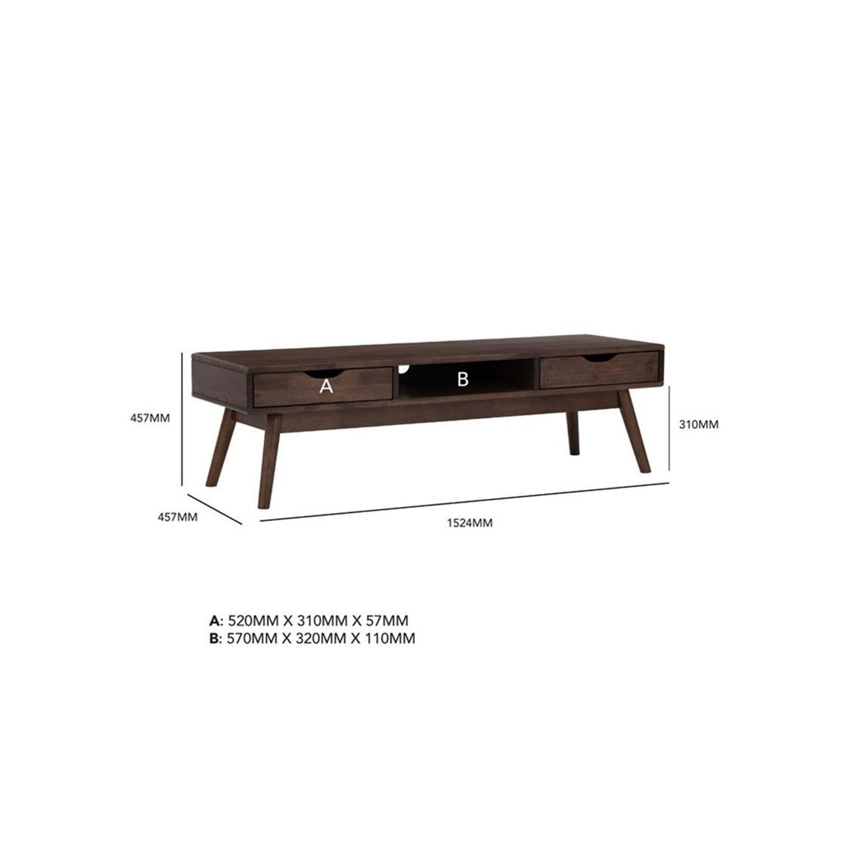 LAMAR Entertainment TV Unit with 2 Drawers 150cm - Natural gallery detail image
