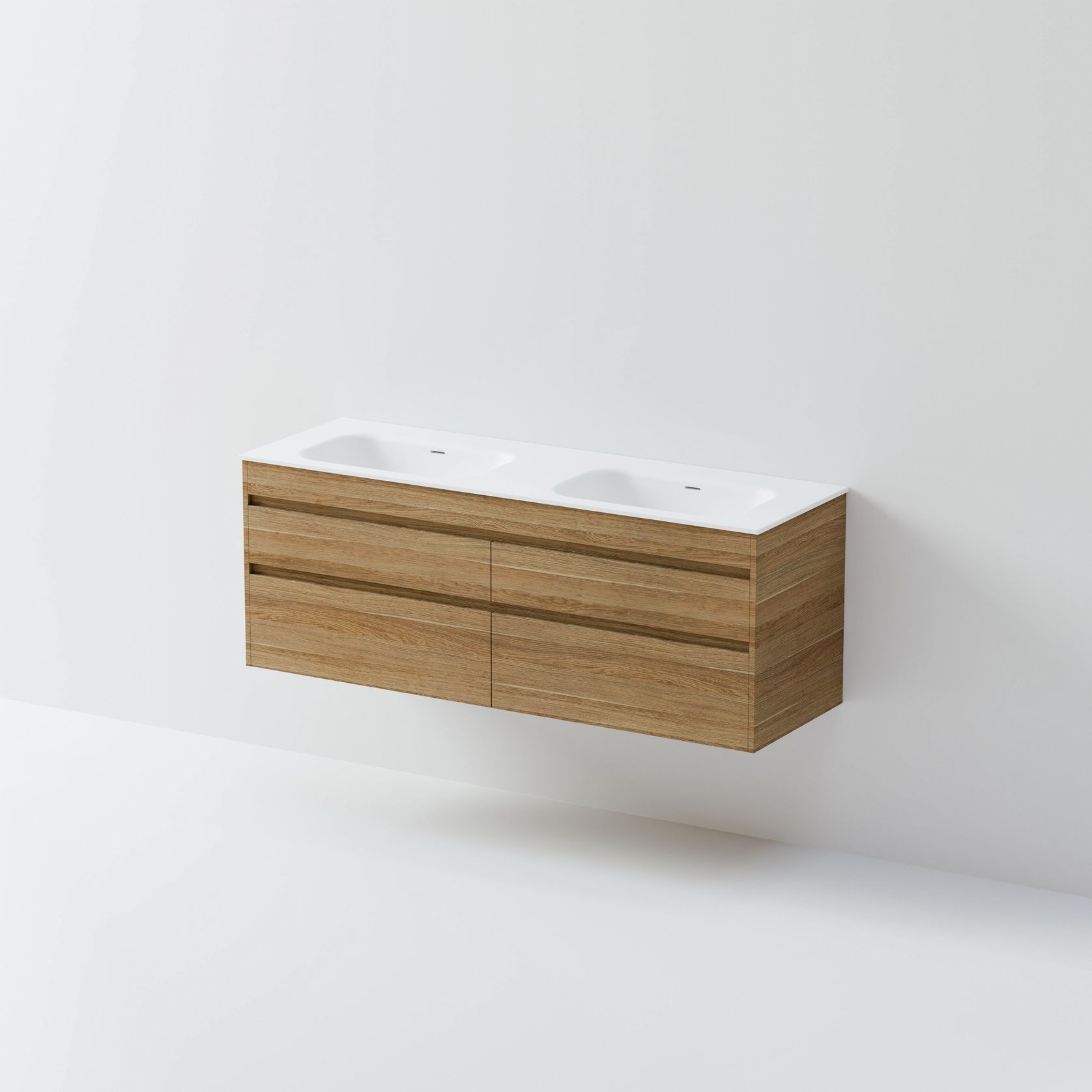 Code Luxe 1500 Wall Hung Double Basin Vanity | 4 Drawer gallery detail image