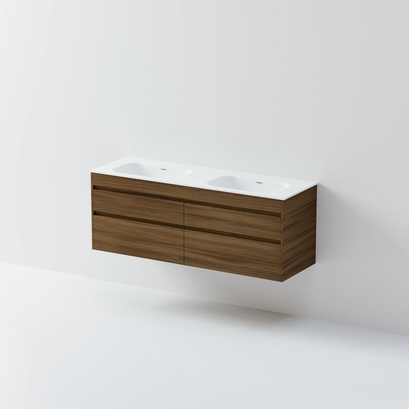 Code Luxe 1500 Wall Hung Double Basin Vanity | 4 Drawer gallery detail image