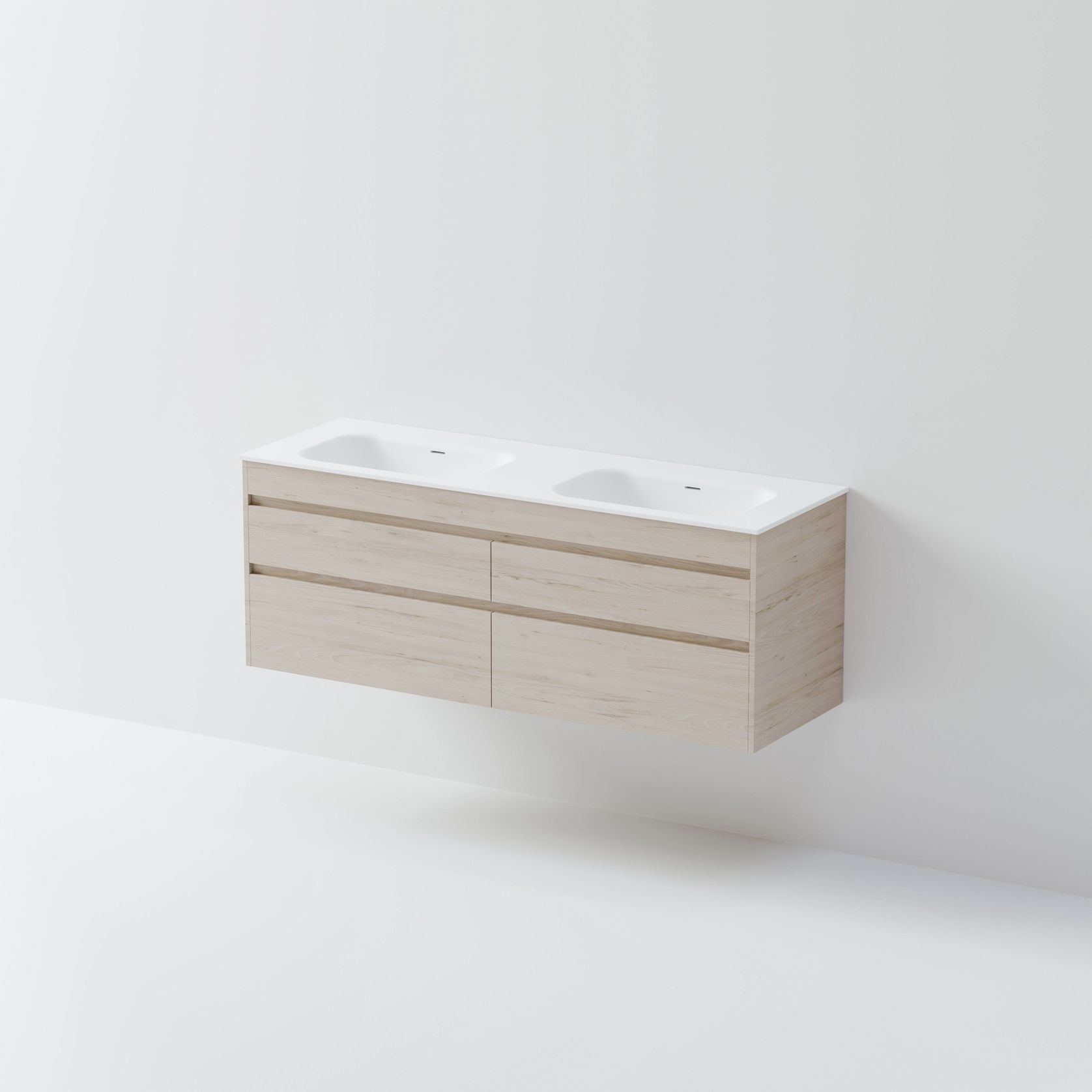 Code Luxe 1500 Wall Hung Double Basin Vanity | 4 Drawer gallery detail image