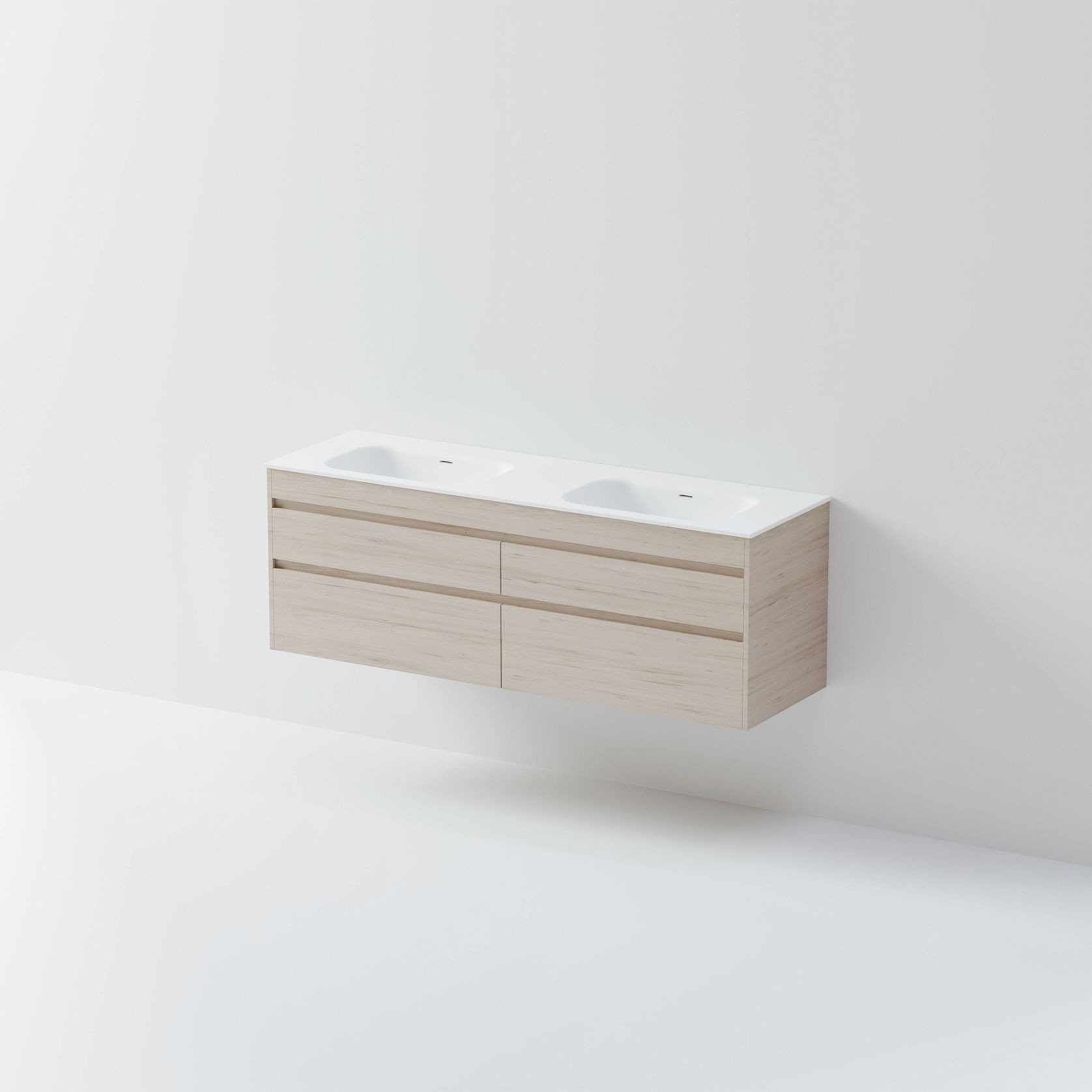Luxe 1600 Wall Hung Double Basin Vanity | 4 Drawer gallery detail image
