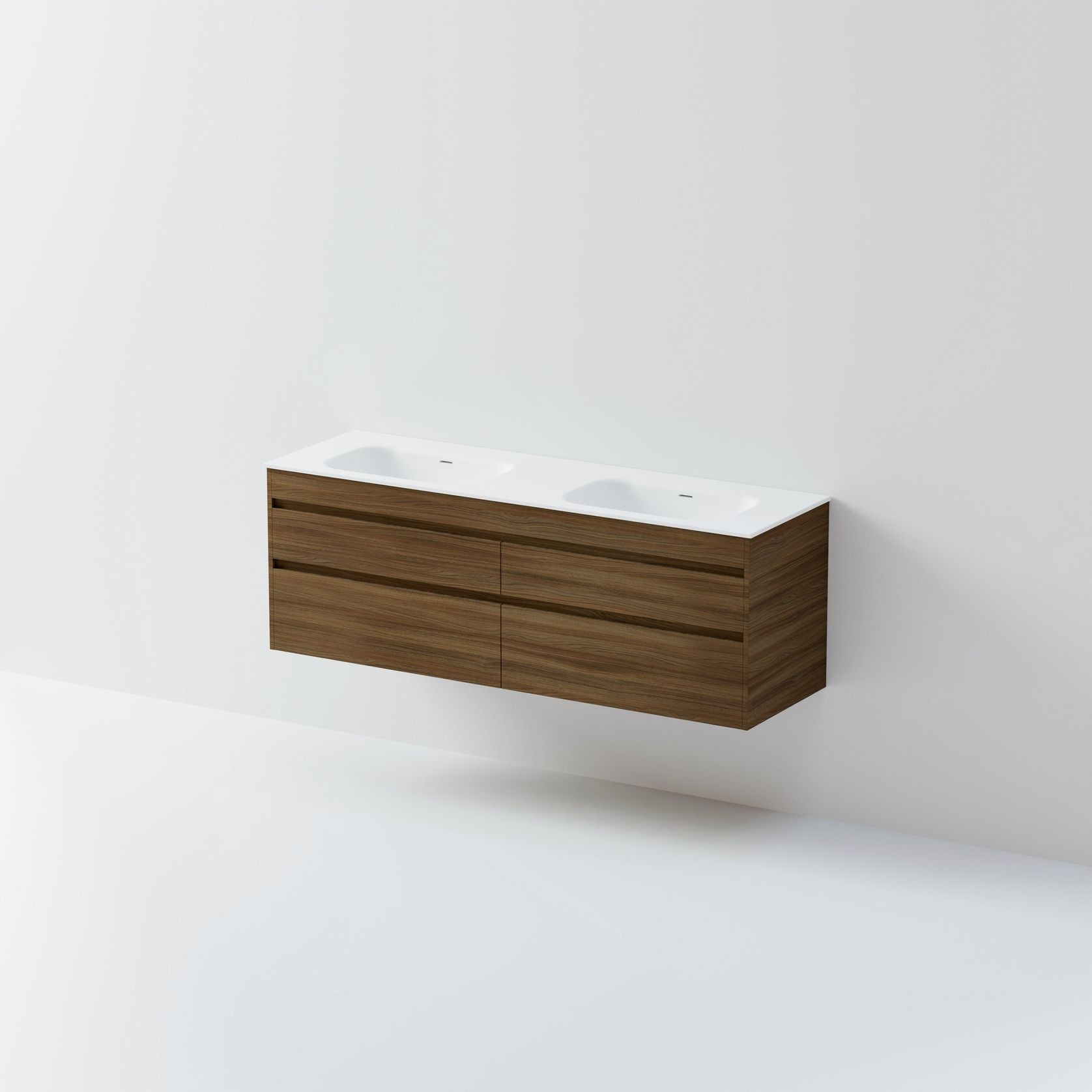 Luxe 1800 Wall Hung Double Basin Vanity | 4 Drawer gallery detail image