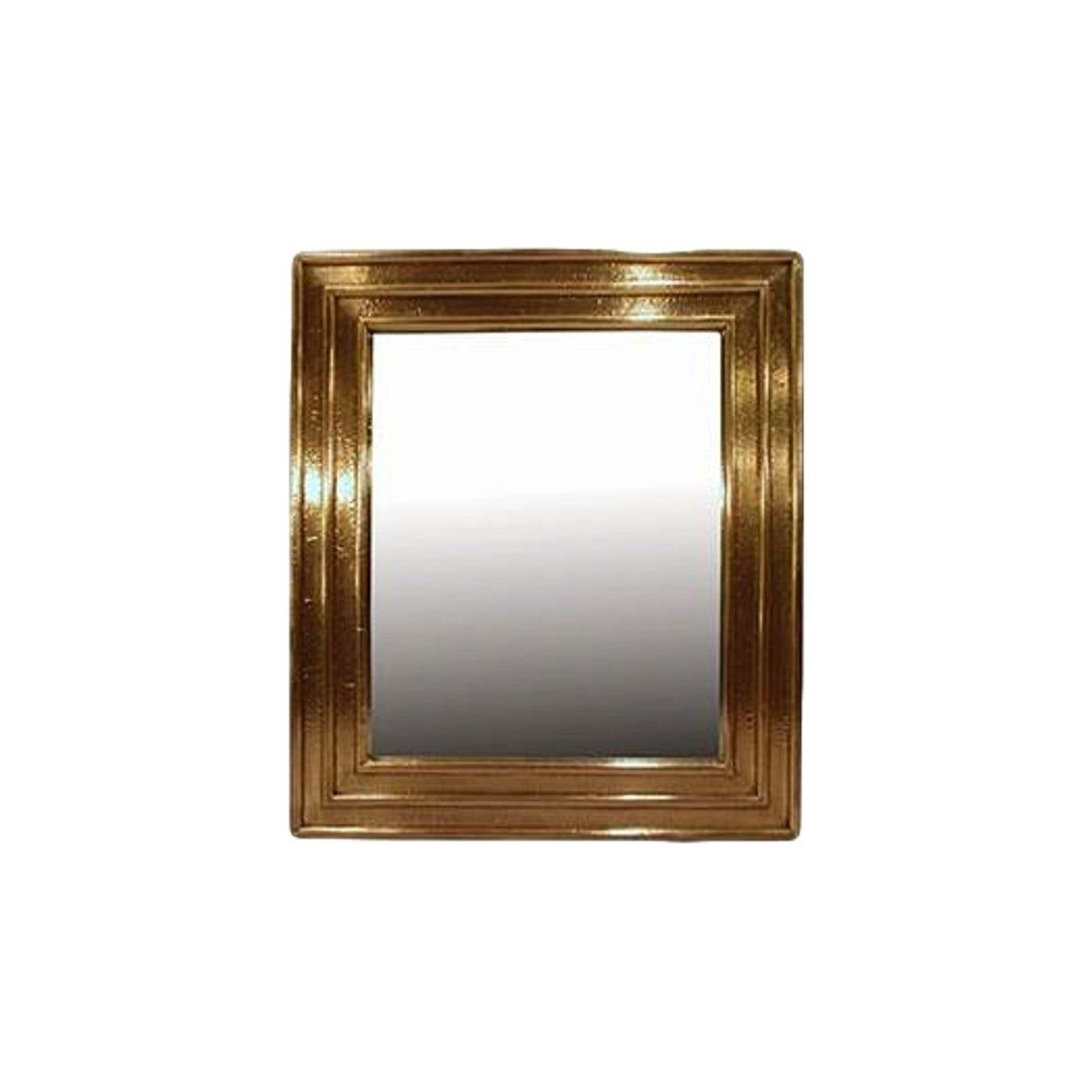 Ribbed Brass Small Mirror gallery detail image