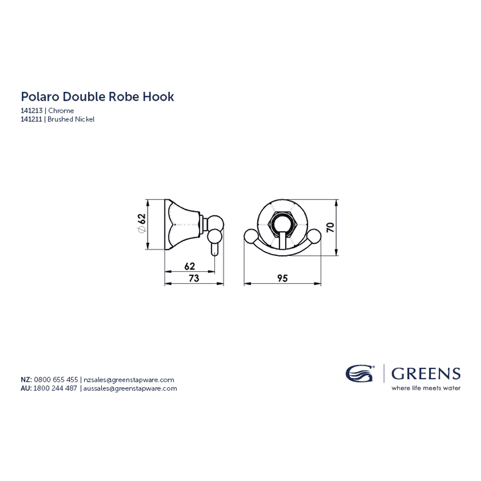 Polaro Double Robe Hook gallery detail image