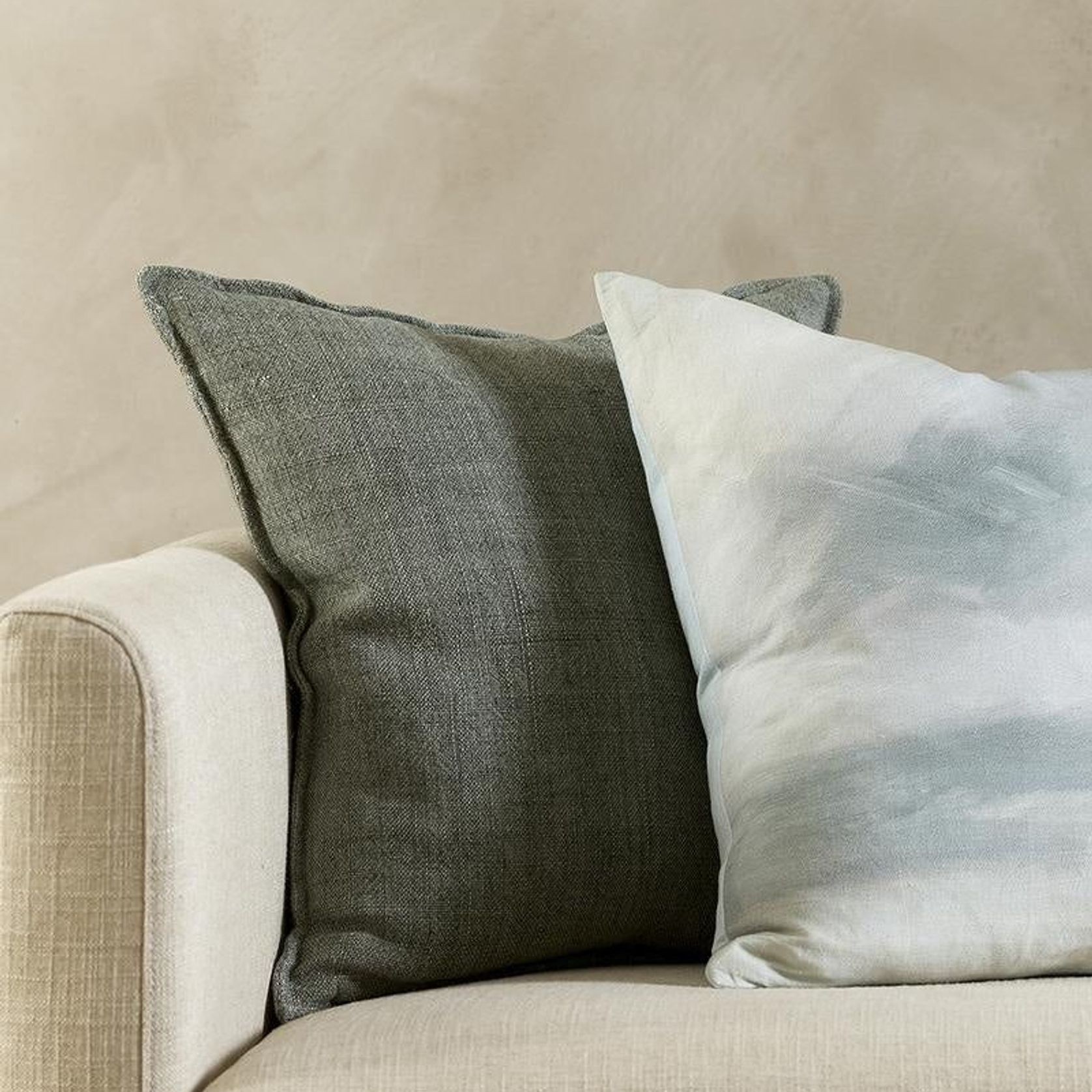 Baya Flaxmill Handwoven Linen Cushion - Sage gallery detail image