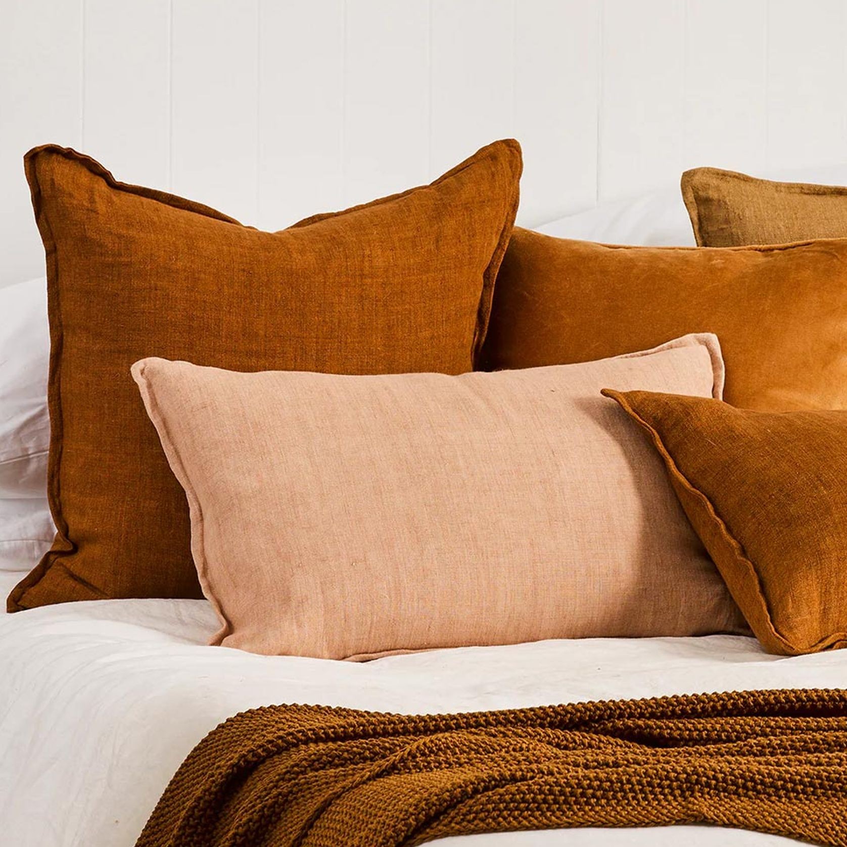 Baya Arcadia Handwoven Linen Cushion - Toasted Coconut gallery detail image