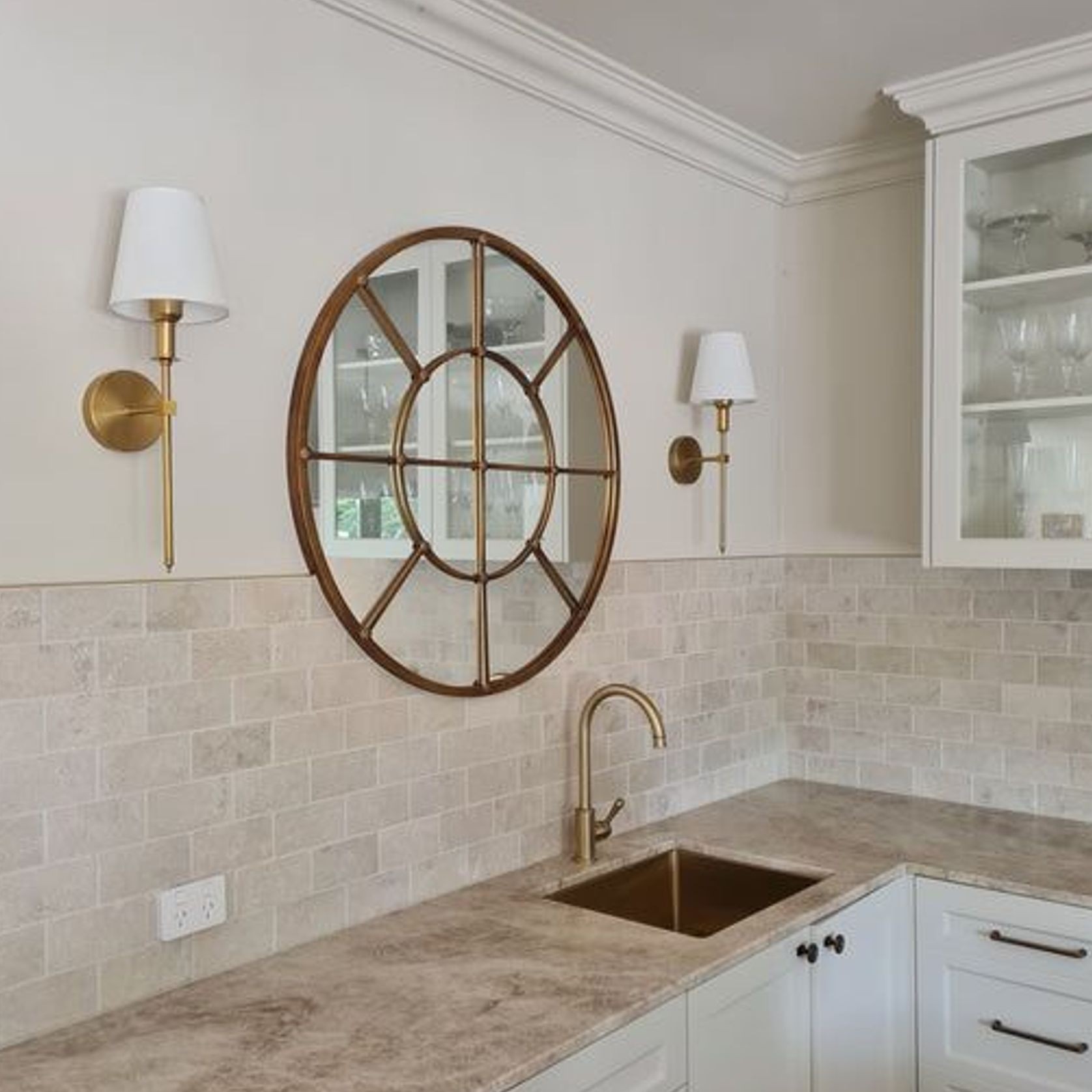 Brass Wall Light II with White Shade gallery detail image