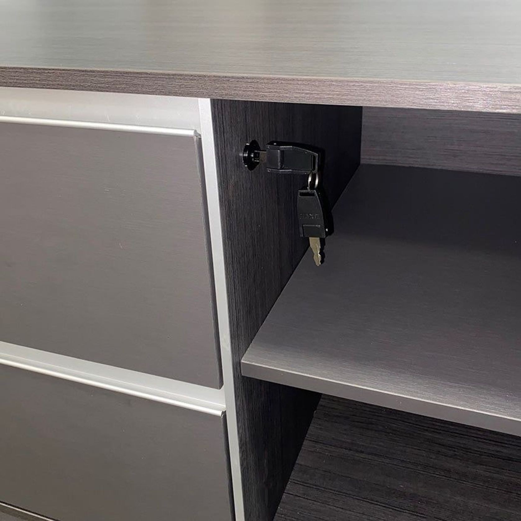 MATEES Executive Desk Reversible  2.4M - Grey/ Brown gallery detail image