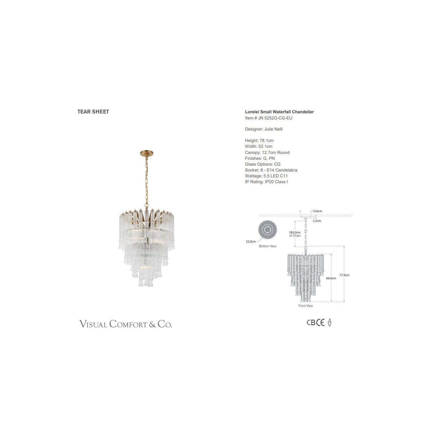 Visual Comfort Julie Neill Lorelei Small Waterfall Chandelier gallery detail image