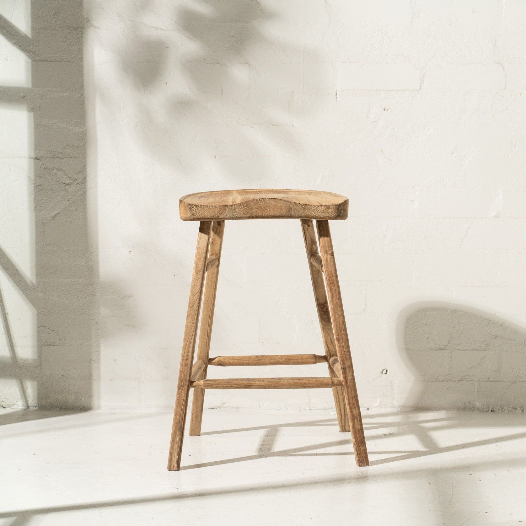 Louella Recycled Teak Barstool gallery detail image
