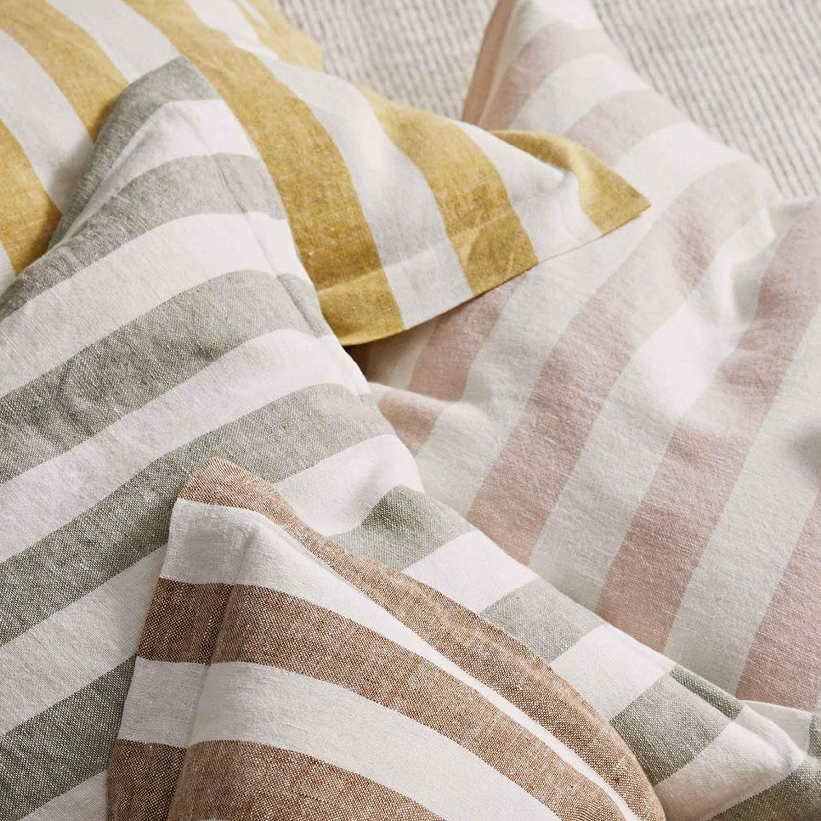 Weave Home Vito Striped Linen Cushion - Limoncello | 50 x 50cm gallery detail image