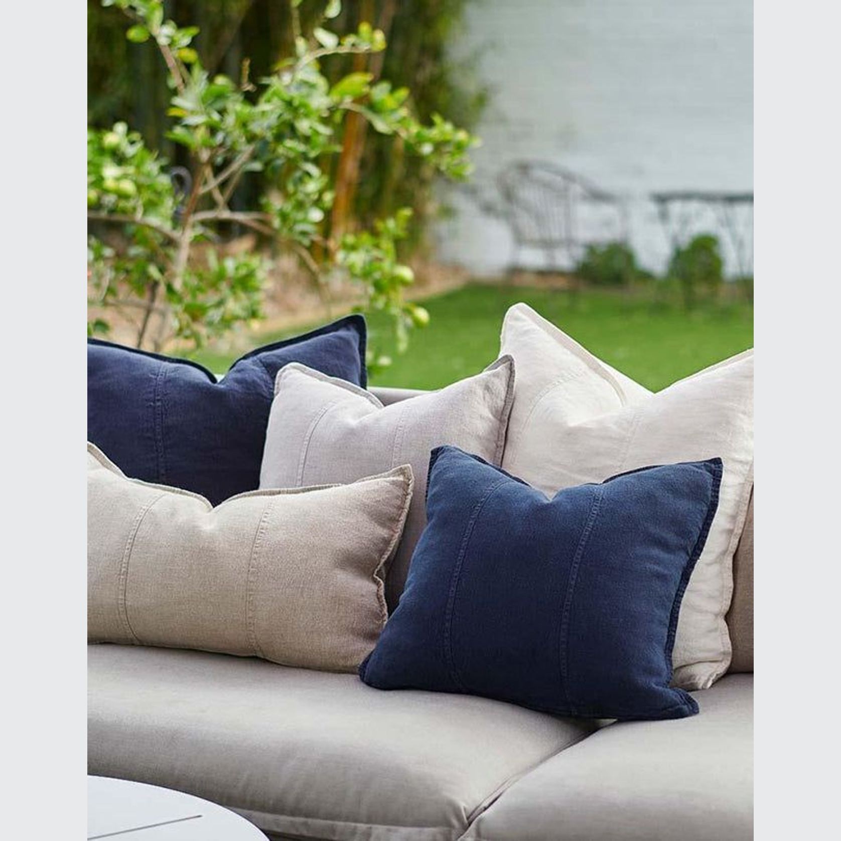 Luca Linen Outdoor Cushion - Navy 60x60 gallery detail image