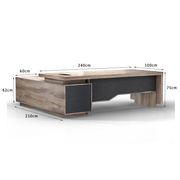 LARKIN Executive Desk with Right Return 2.4M - Warm Oak & Black gallery detail image