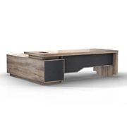 LARKIN Executive Desk with Right Return 2.4M - Warm Oak & Black gallery detail image
