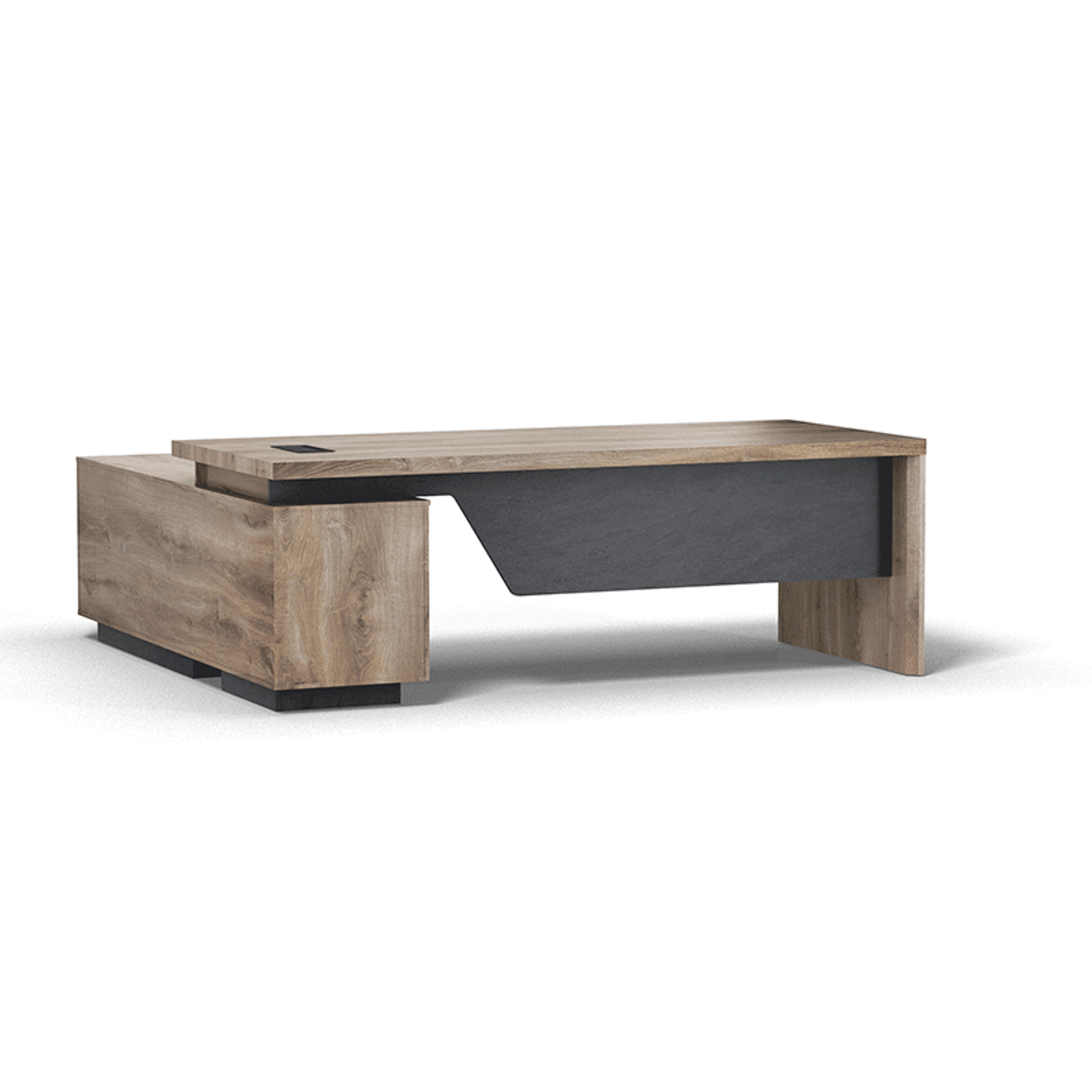 BALDER Executive Desk with Right Return 1.8-2.0M - Warm Oak & Black gallery detail image