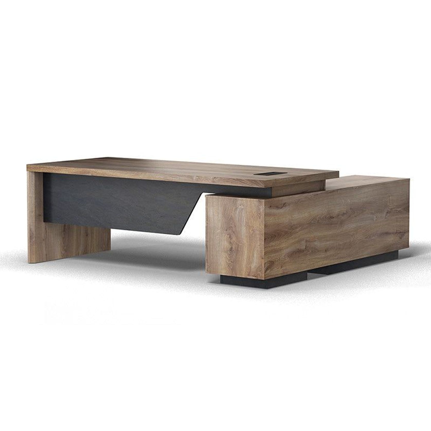 BALDER Executive Desk with Left Return 1.8-2.0M - Warm Oak & Black gallery detail image