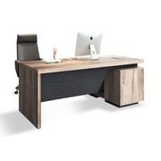 BALDER Executive Desk with Left Return 1.8-2.0M - Warm Oak & Black gallery detail image