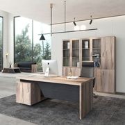 BALDER Executive Desk with Right Return 1.8-2.0M - Warm Oak & Black gallery detail image