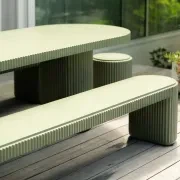 Nova Outdoor Dining Bench 210cm - Green Concrete gallery detail image
