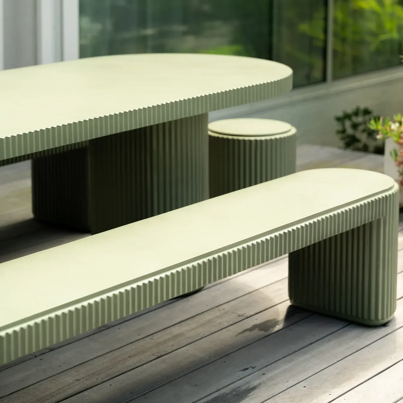 Nova Outdoor Dining Table 240cm - Green Concrete gallery detail image