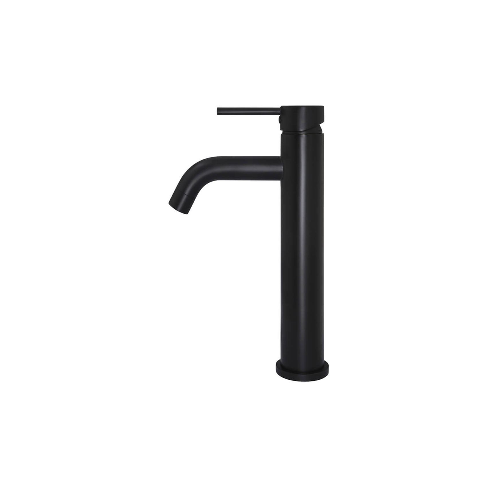 Round Tall Basin Mixer Curved - Matte Black gallery detail image