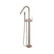 Round Freestanding Bath Spout and Hand Shower - Champagne gallery detail image
