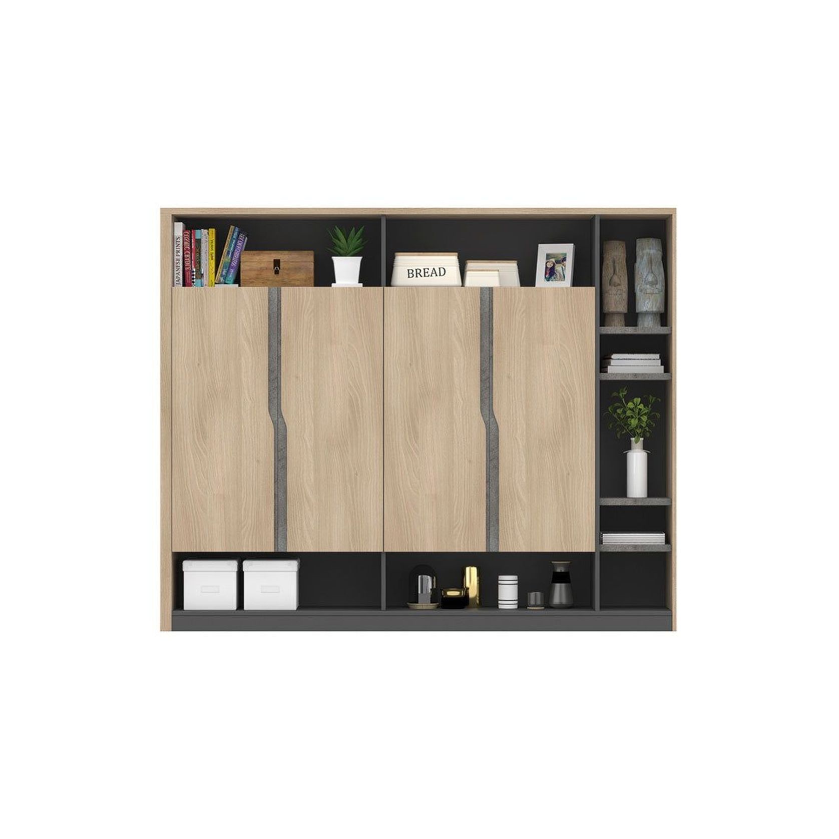BAXTER Display Cabinet 190cm - Acacia & Carbon Grey gallery detail image