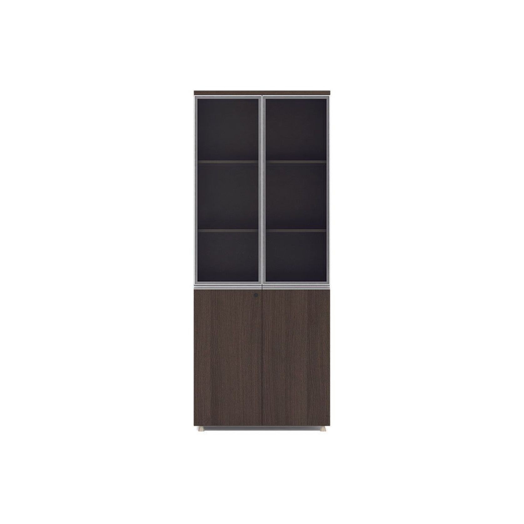 CARTER Display Unit 2 Door Bookcase 80cm - Coffee Grey gallery detail image