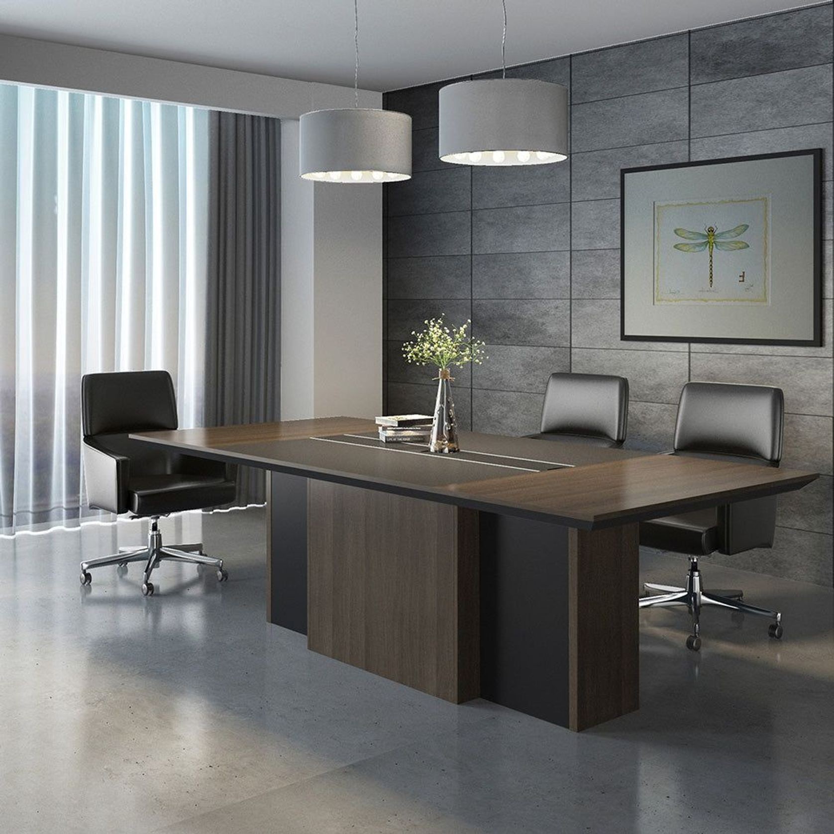 CARTER Boardroom Table 2.4M - Coffee & Charcoal gallery detail image