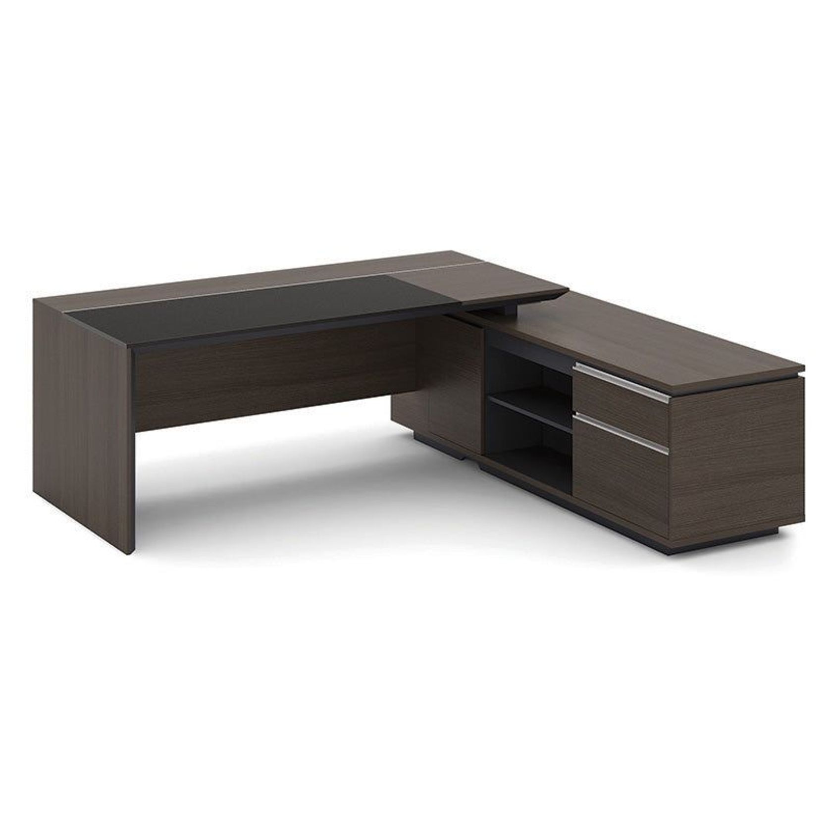 CARTER Executive Office Desk with Right Return 2.2M - Coffee & Charcoal gallery detail image