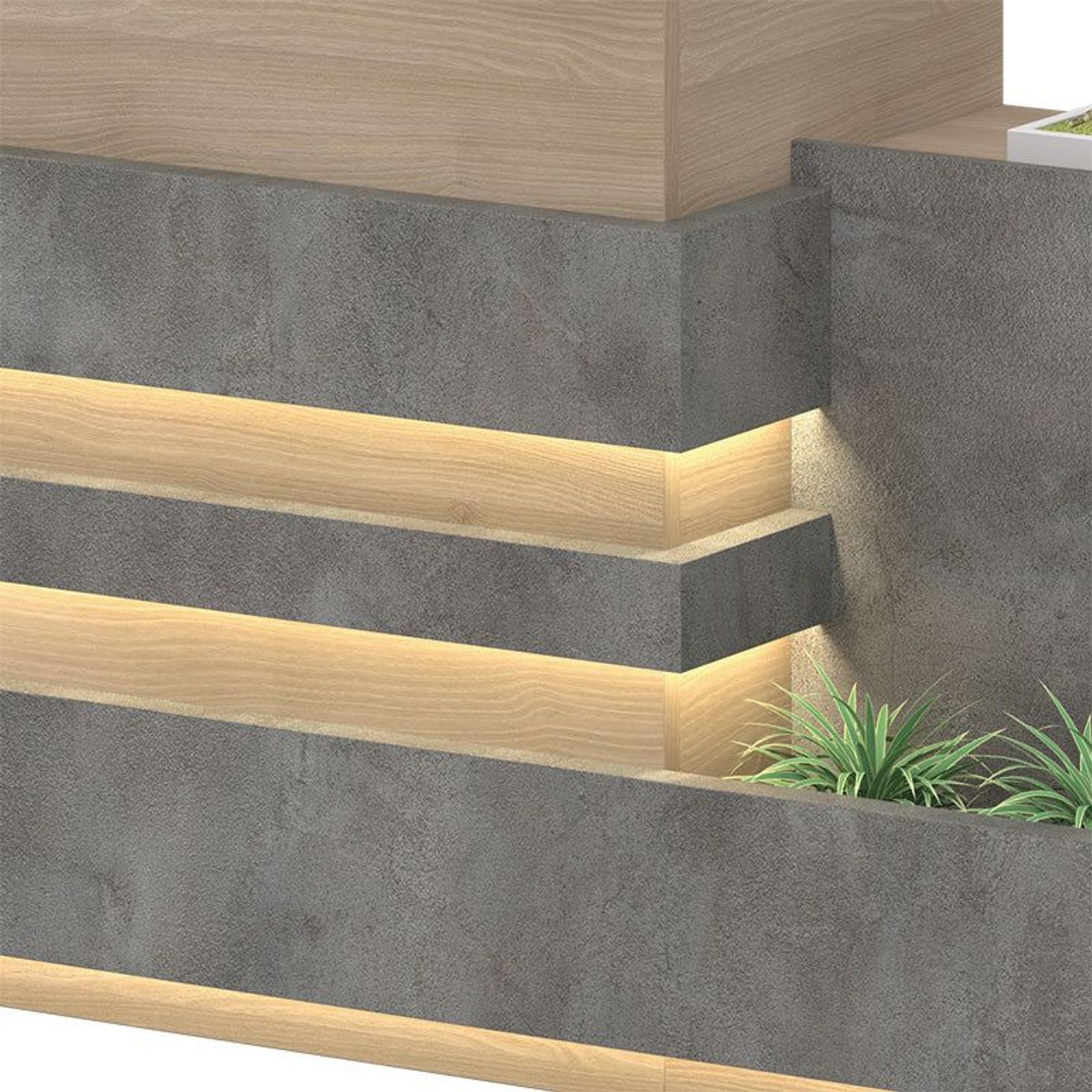 KERAN  Reception Desk 1.8M Right Panel - Acacia & Carbon Grey Colour gallery detail image