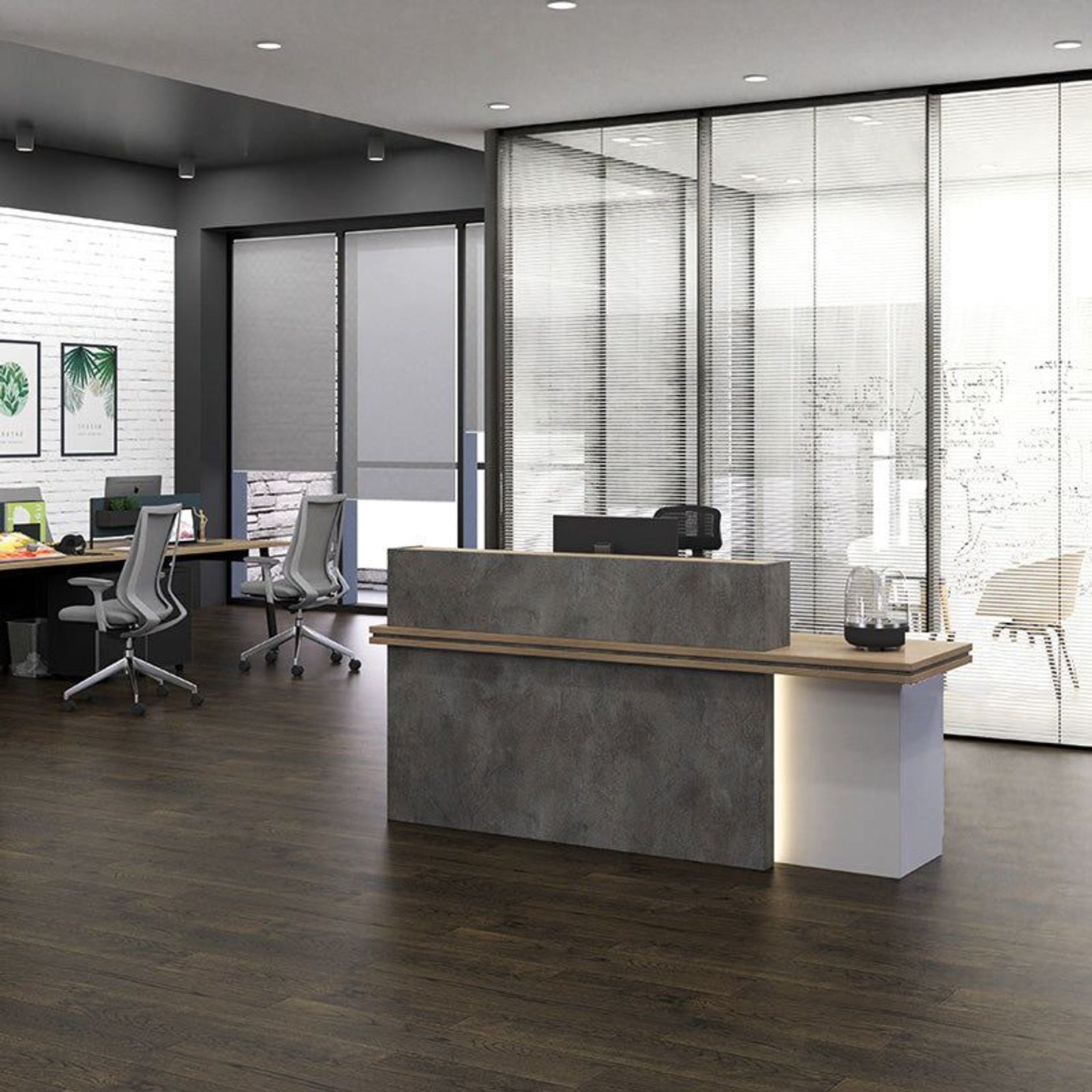 JARIN  Reception Desk 1.8M Right Panel - Carbon Grey & White Colour gallery detail image