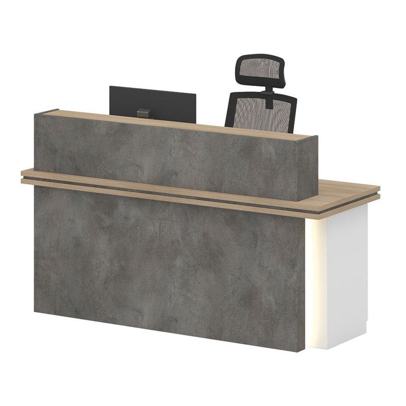 JARIN  Reception Desk 1.8M Right Panel - Carbon Grey & White Colour gallery detail image