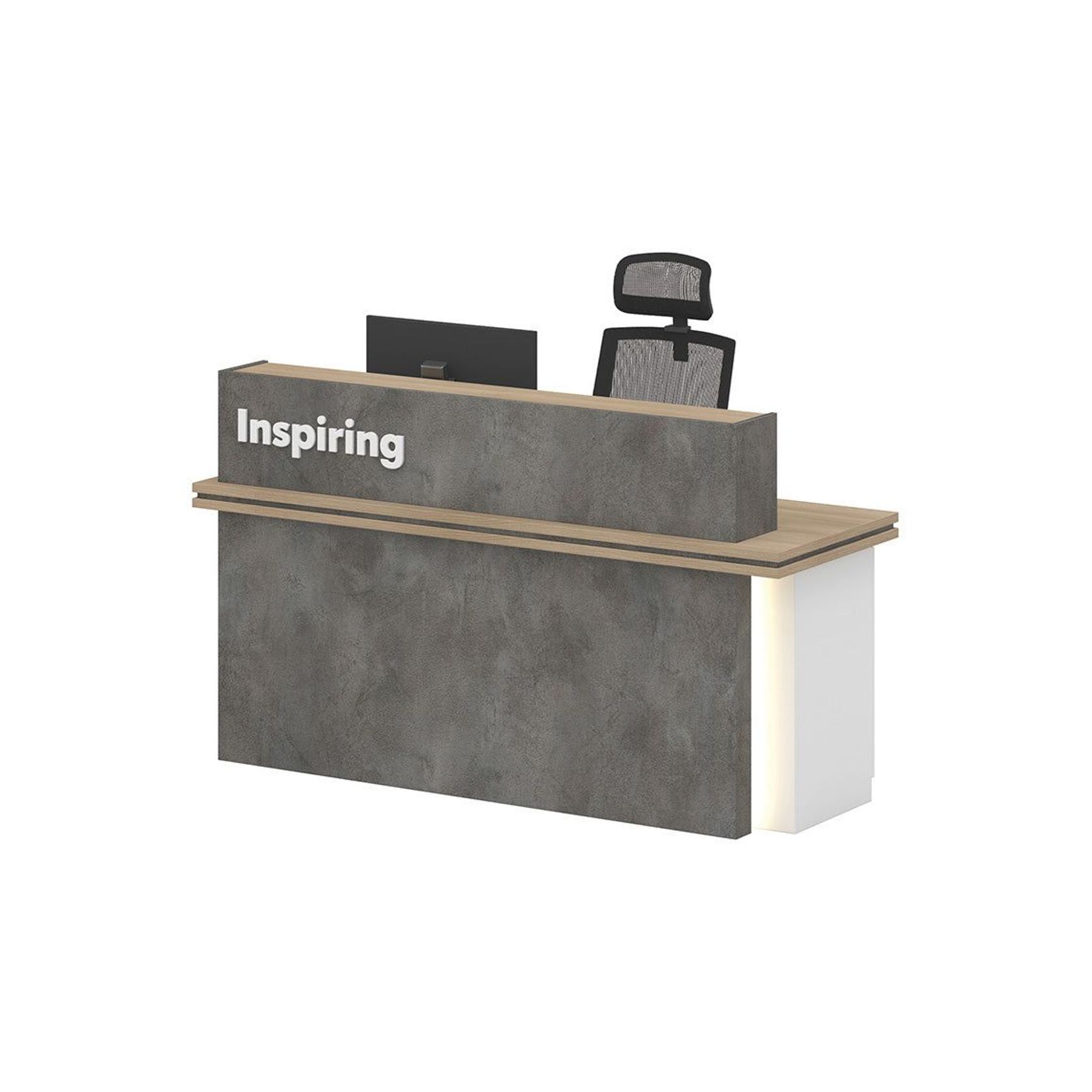 JARIN Reception Desk 1.8M Right Panel - Carbon Grey & White Colour gallery detail image