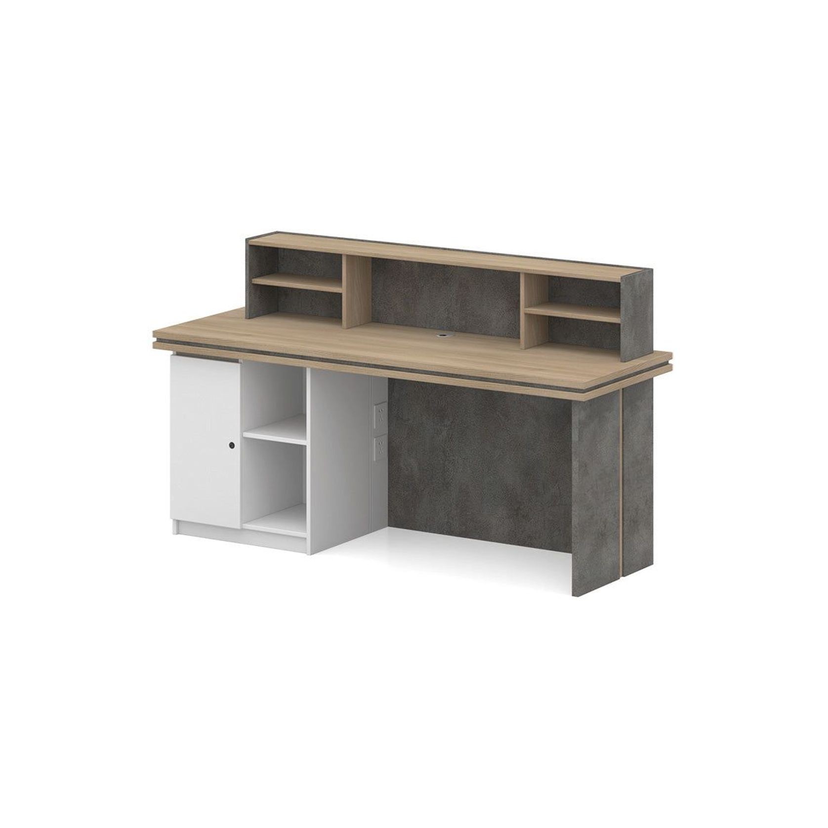 JARIN Reception Desk 1.8M Right Panel - Carbon Grey & White Colour gallery detail image