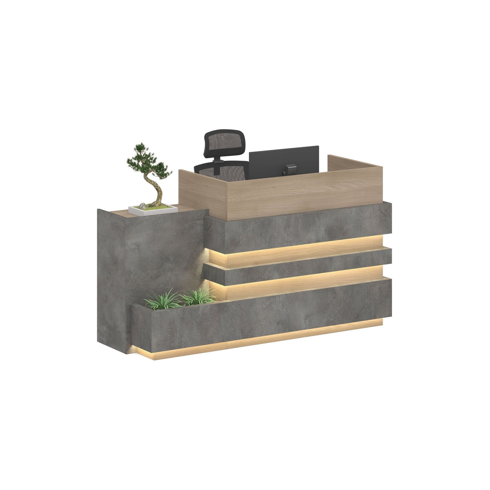 KERAN  Reception Desk 1.8M Left Panel - Acacia & Carbon Grey Colour gallery detail image