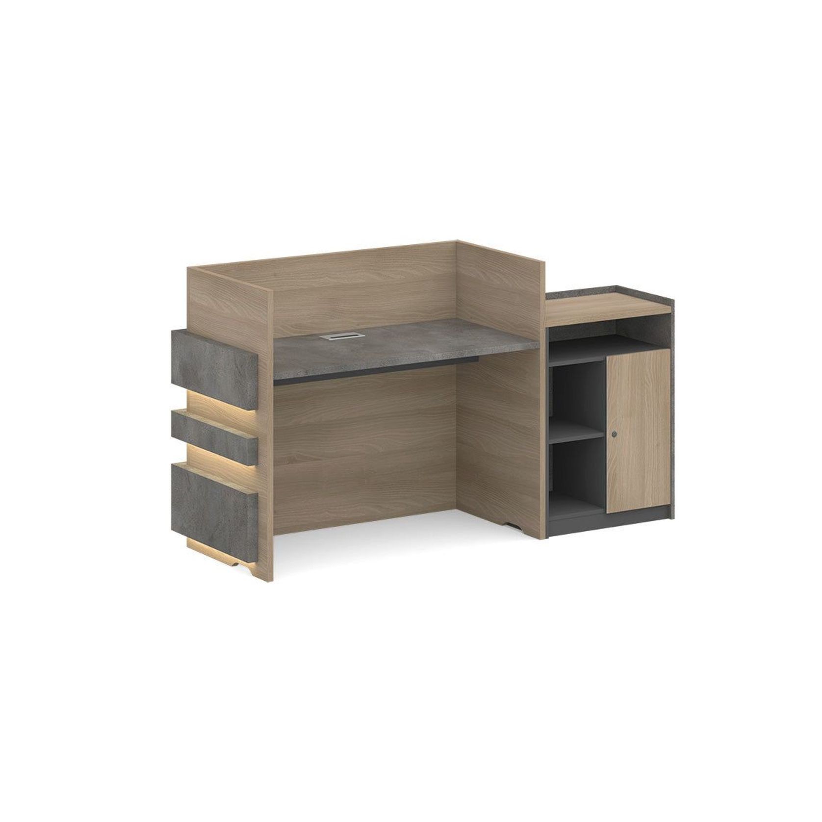 KERAN  Reception Desk 1.8M Left Panel - Acacia & Carbon Grey Colour gallery detail image