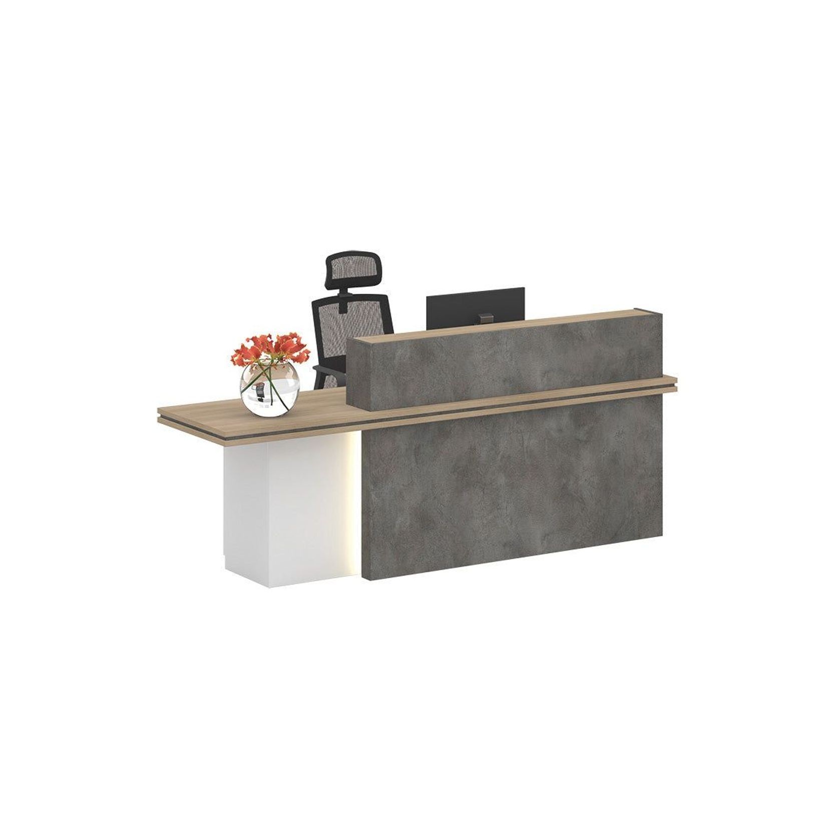 JARIN Reception Desk 2.4M Left Panel - Carbon & White gallery detail image