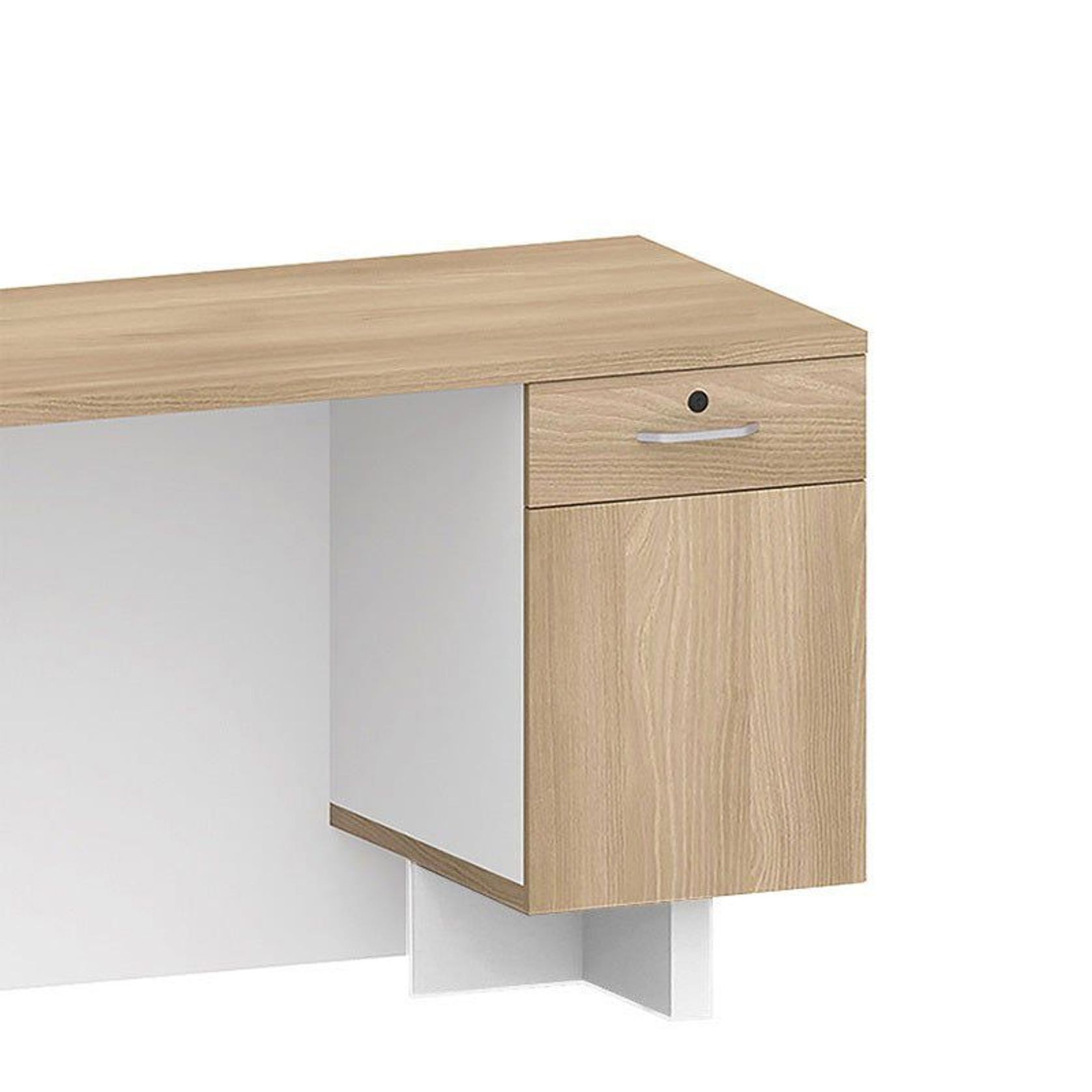 HELMER Reception Desk 2.4M Right Panel - Oak & White gallery detail image