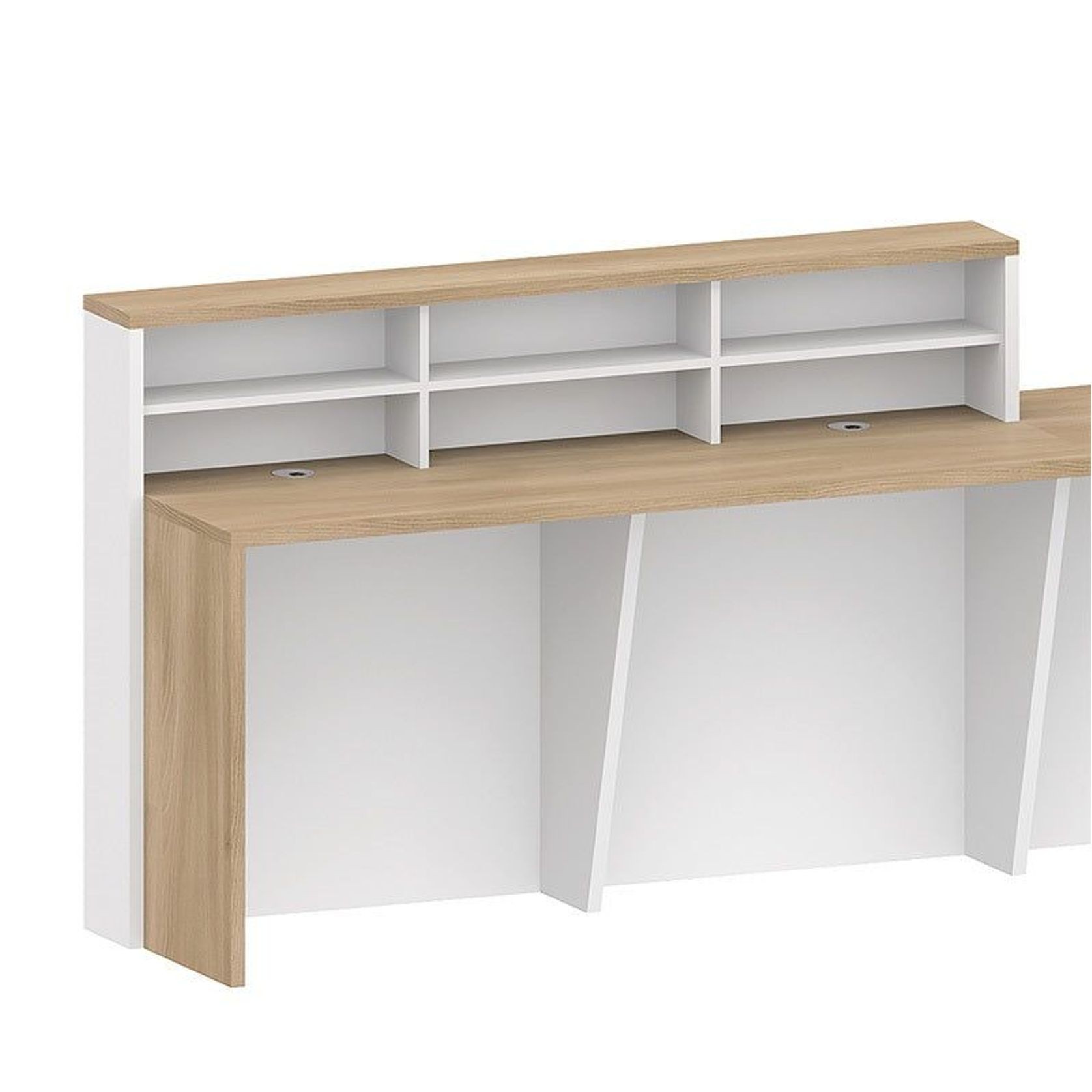 HELMER Reception Desk 2.4M Left Panel - Oak & white gallery detail image