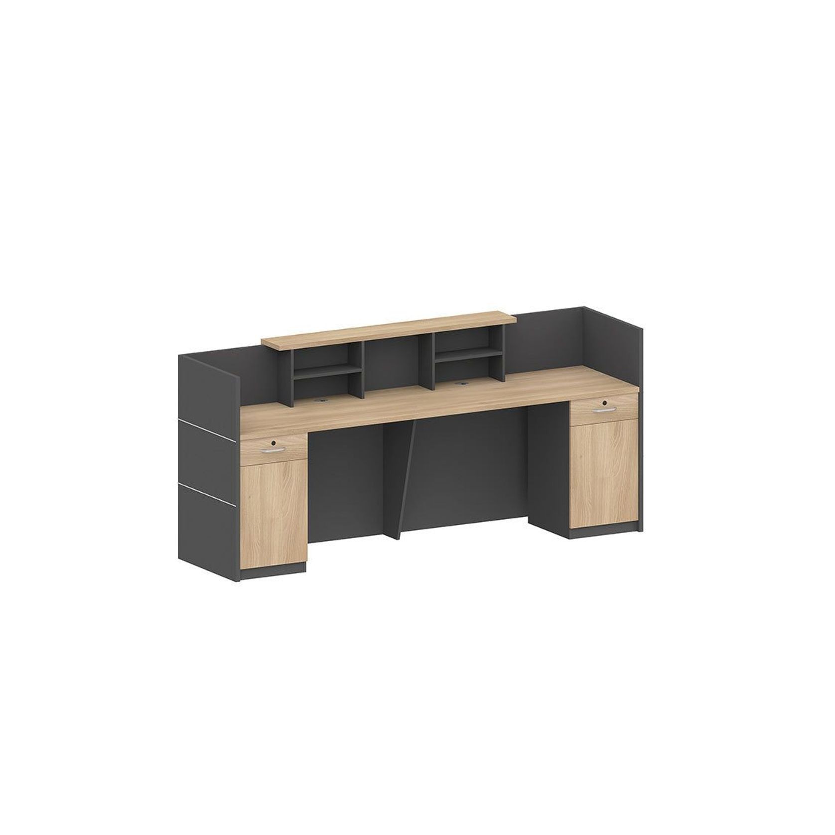BELEN Reception Desk 2.4M - Acacia & Carbon Grey gallery detail image