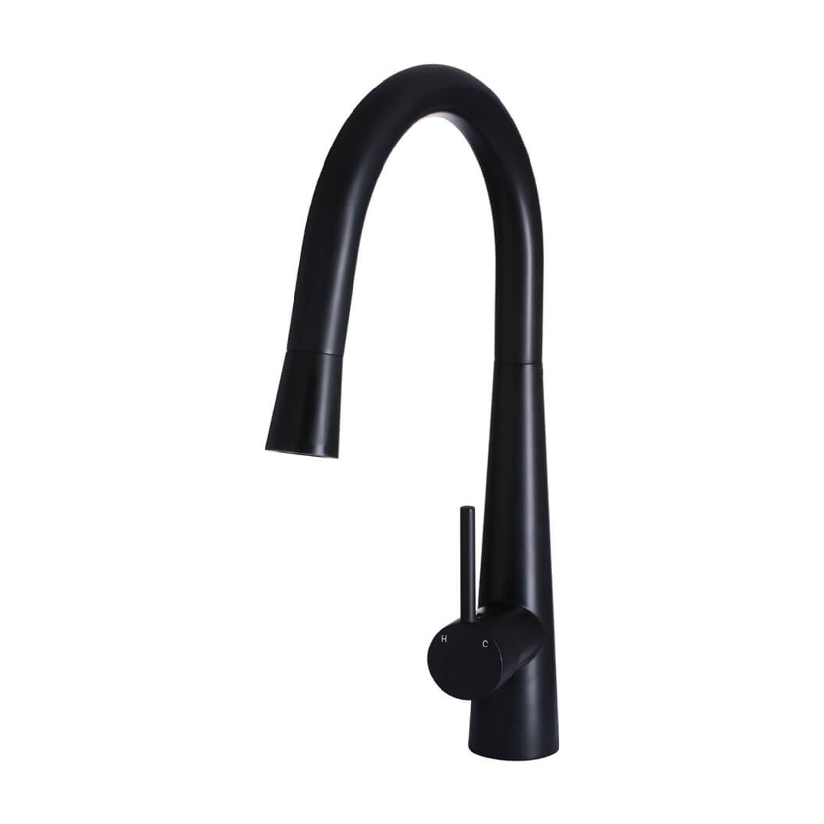 Round Pull Out Kitchen Mixer Tap - Matte Black gallery detail image