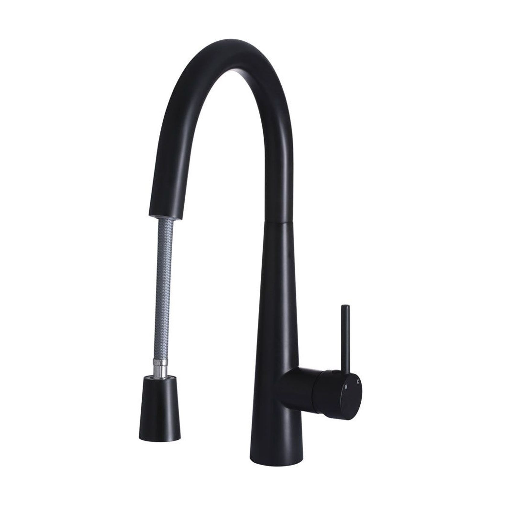 Round Pull Out Kitchen Mixer Tap - Matte Black gallery detail image