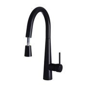 Round Pull Out Kitchen Mixer Tap - Matte Black gallery detail image