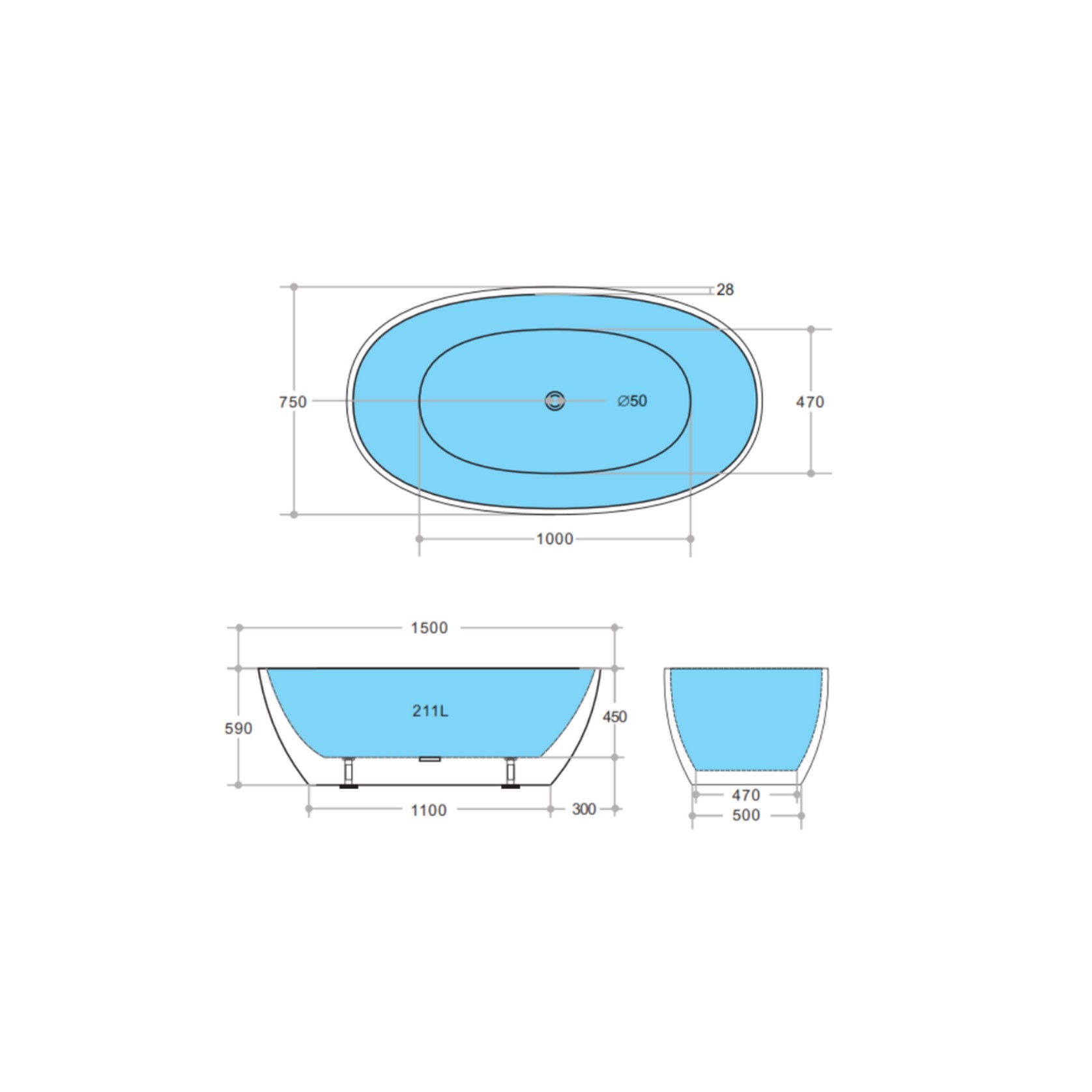 Poseidon Stella | Free Standing Bath | 1500 gallery detail image