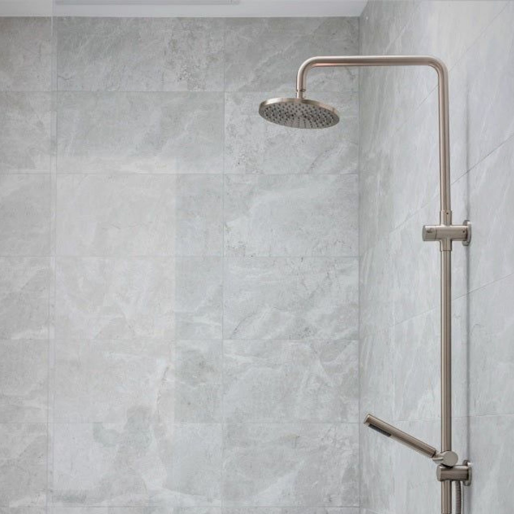 Round Combination Shower Rail, 200mm Rose, Single Function Hand Shower - Champagne gallery detail image