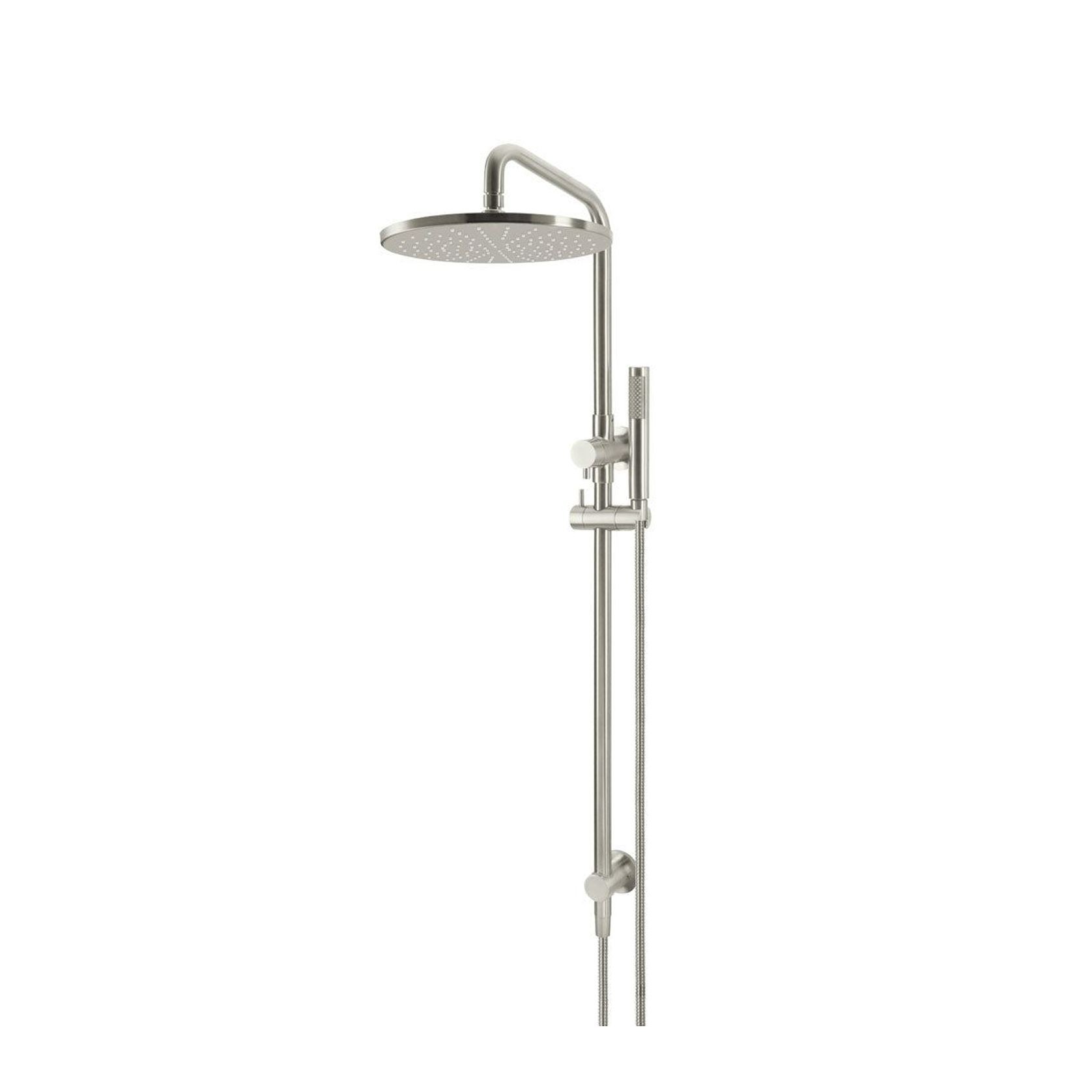 Round Combination Shower Rail, 300mm Rose, Single Function Hand Shower - Brushed Nickel gallery detail image
